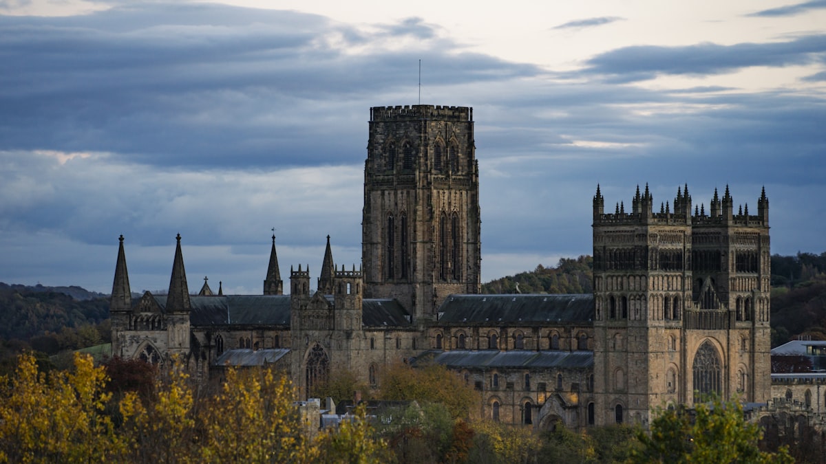 Durham Cathedral and Castle above the River Wear in Durham City, County Durham