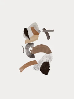 A high-resolution print of an abstract composition blending beige and dark hues with elegant brushstrokes.