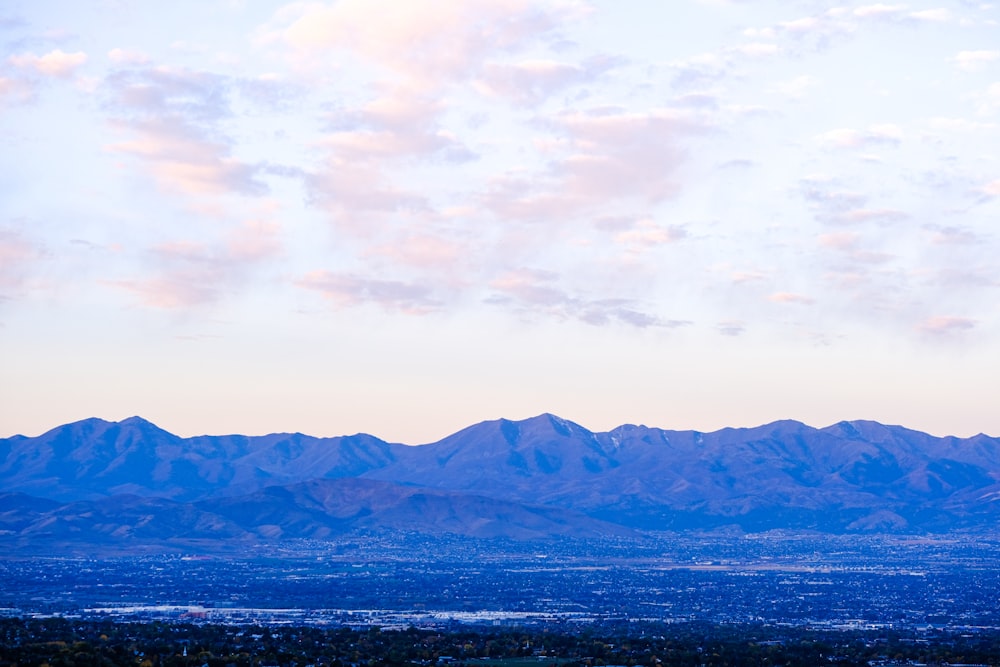 a view of a mountain range from a distance