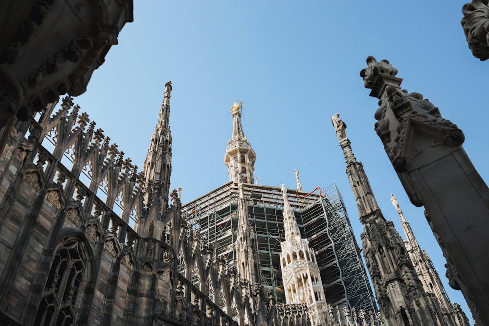 a cathedral with scaffolding on the side of it