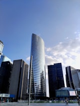 a group of tall buildings sitting next to each other