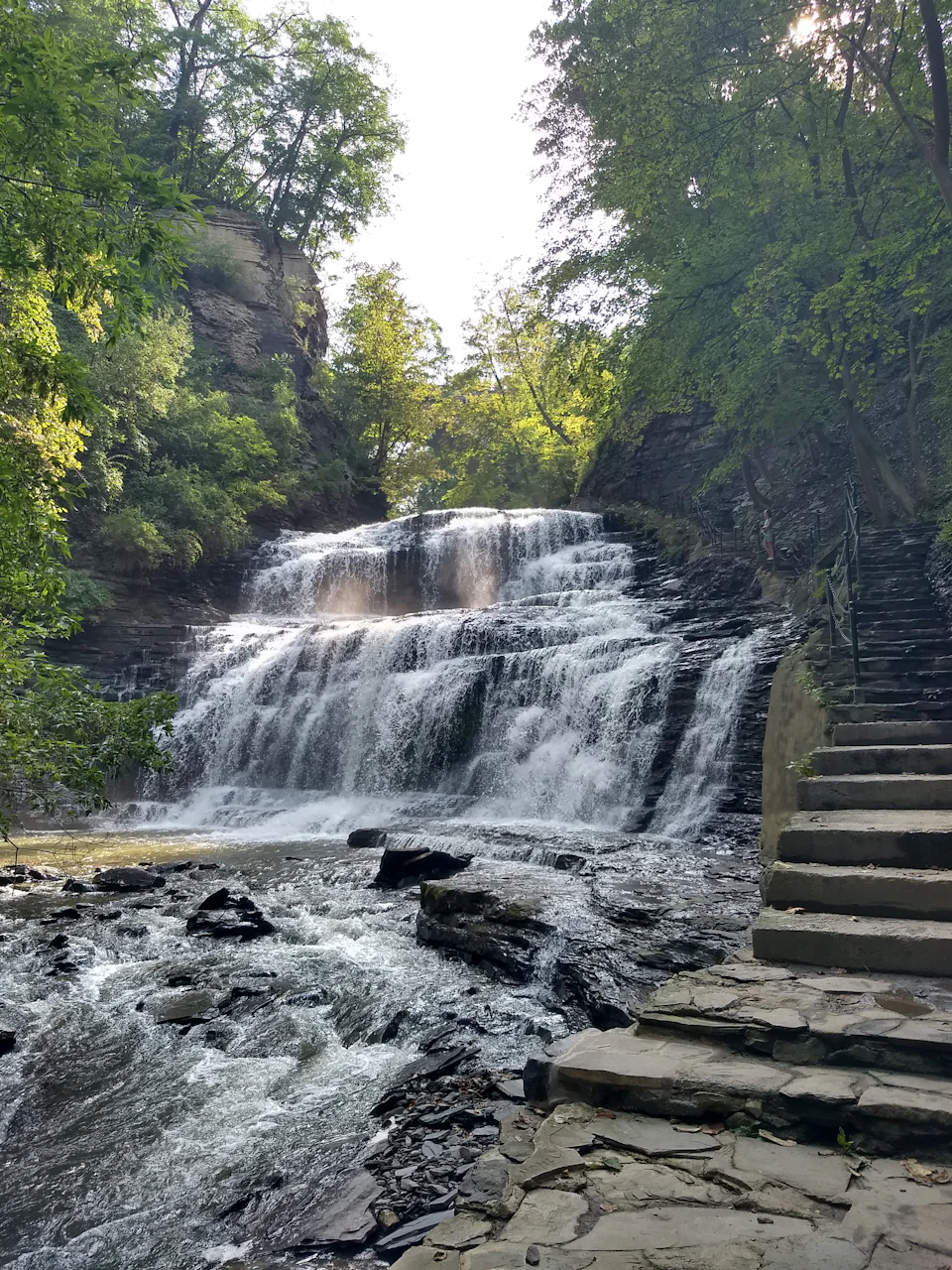 Ithaca waterfall beside a walking path