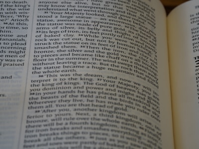A close-up view of an open book showing a page with text. The text is printed in black font on off-white paper. The focus is primarily on the page on the left, with another page partially visible on the right.
