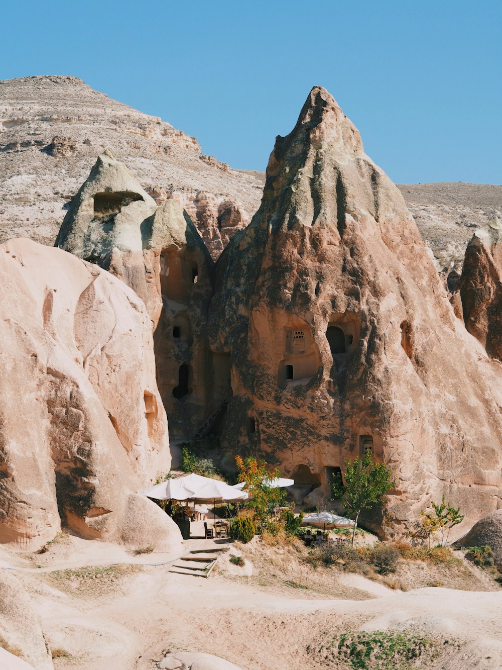 a group of rock formations in the desert