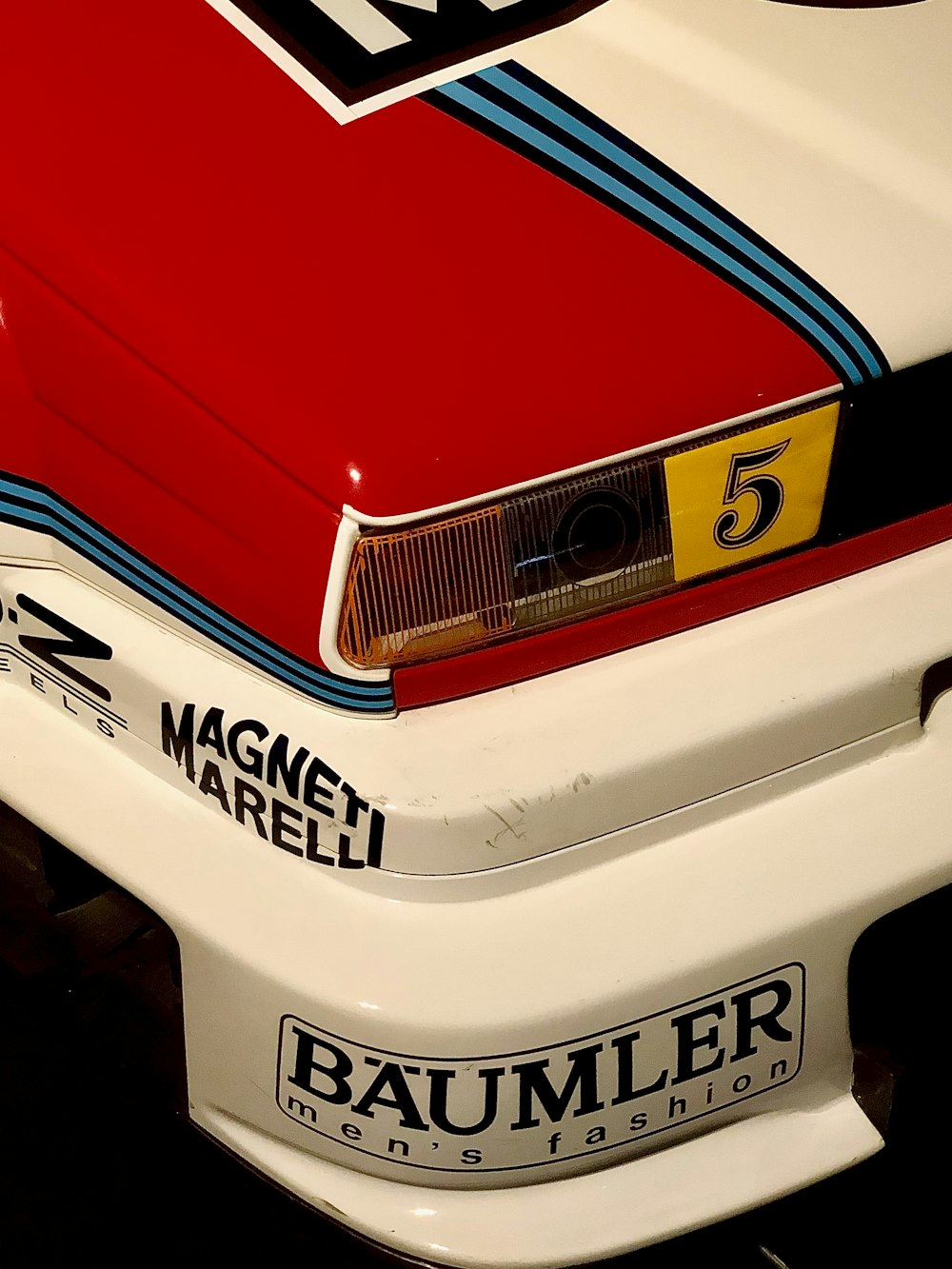 a close up of the front of a race car