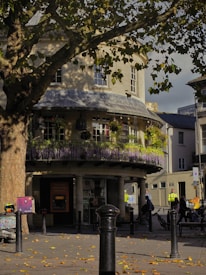 A cozy local Volksbank branch building nestled in a small town street.