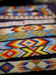 a close up of a colorful piece of cloth