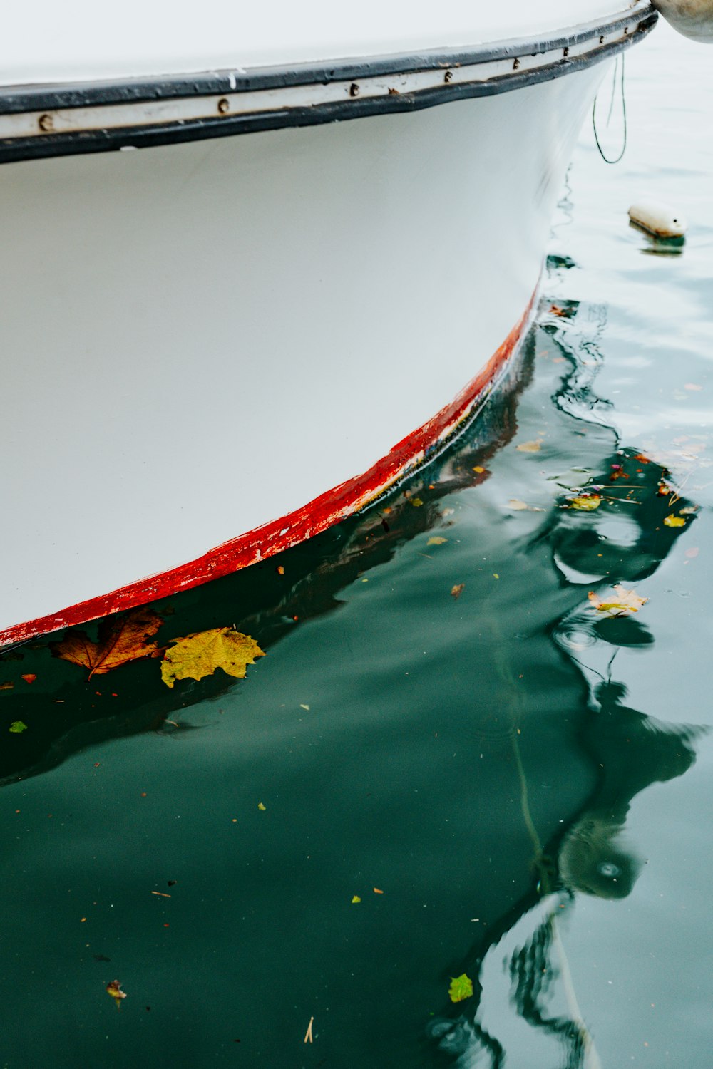 a white and red boat in a body of water