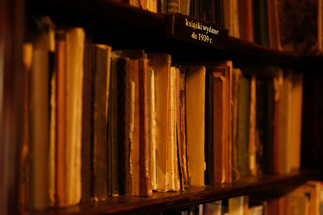 a book shelf filled with lots of books