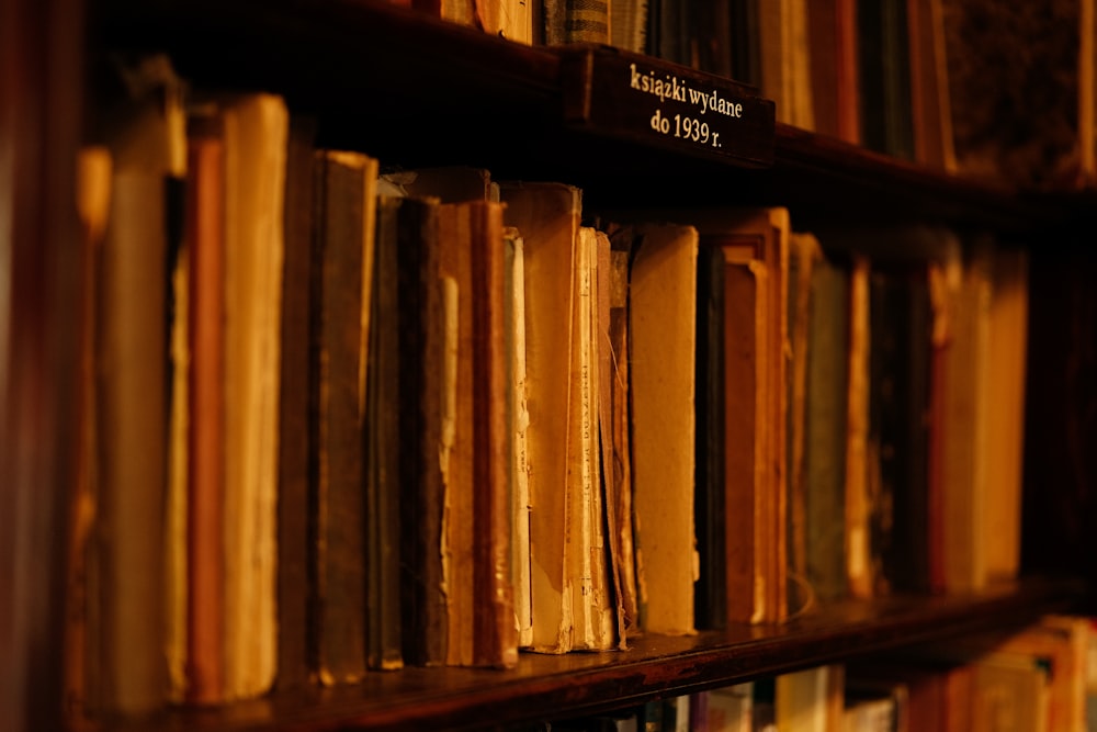 a book shelf filled with lots of books