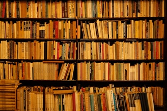 a book shelf filled with lots of books