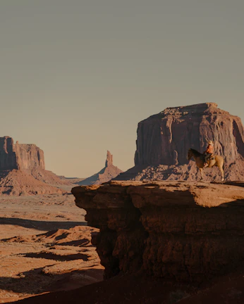 A lone ranger on horseback riding through a vast Texas desert, capturing the spirit of 'The Shadow Ranger.'