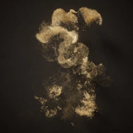 Golden biblical symbols glowing softly against a deep black background with subtle particle effects.