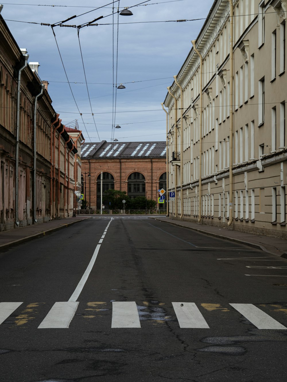 an empty street in a european city