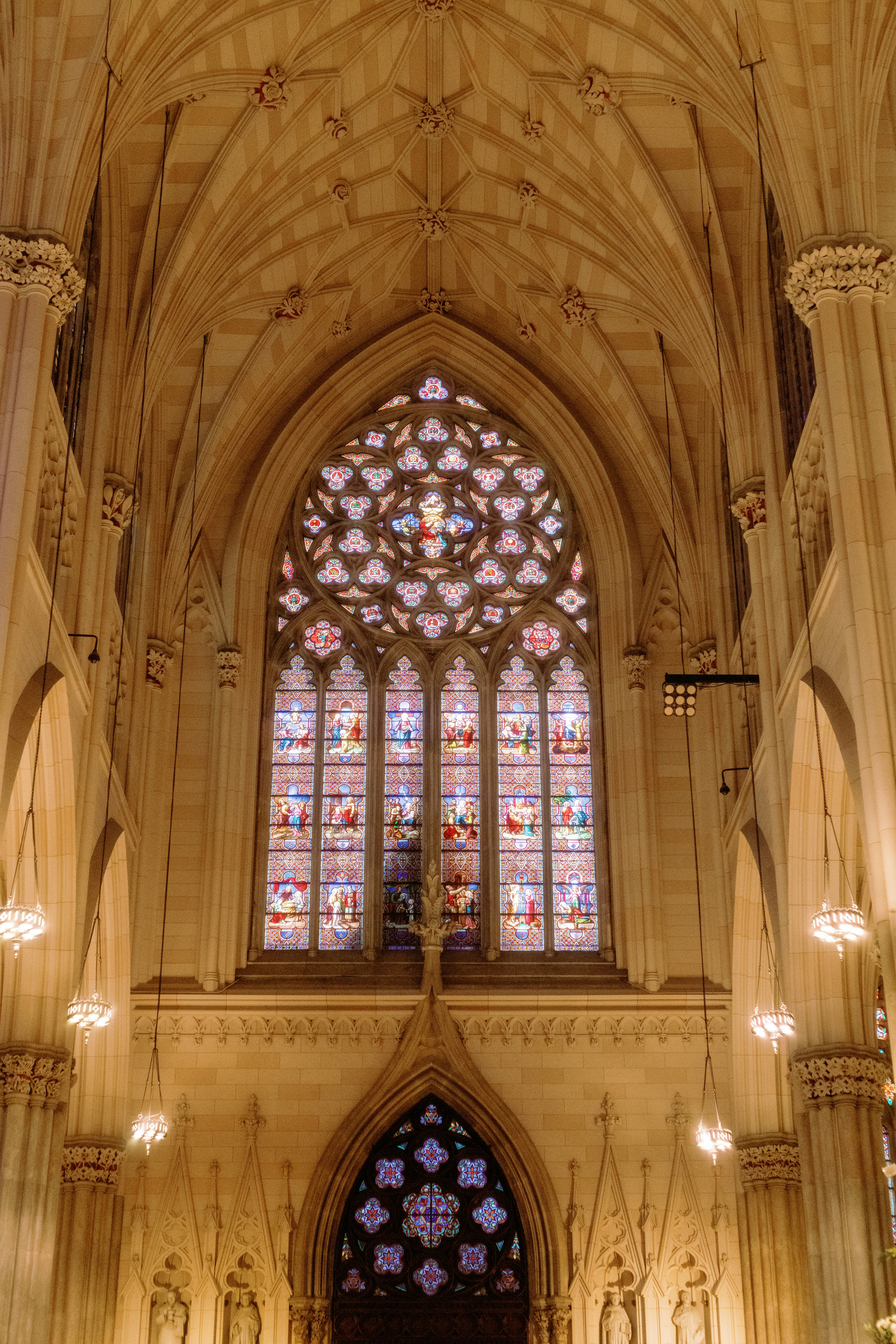 a large cathedral with a stained glass window