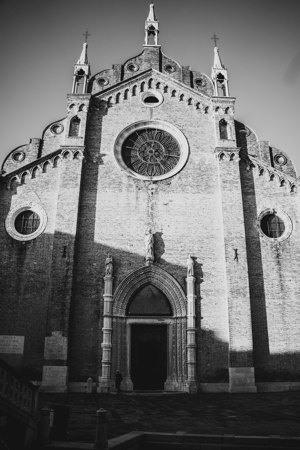 a black and white photo of a church