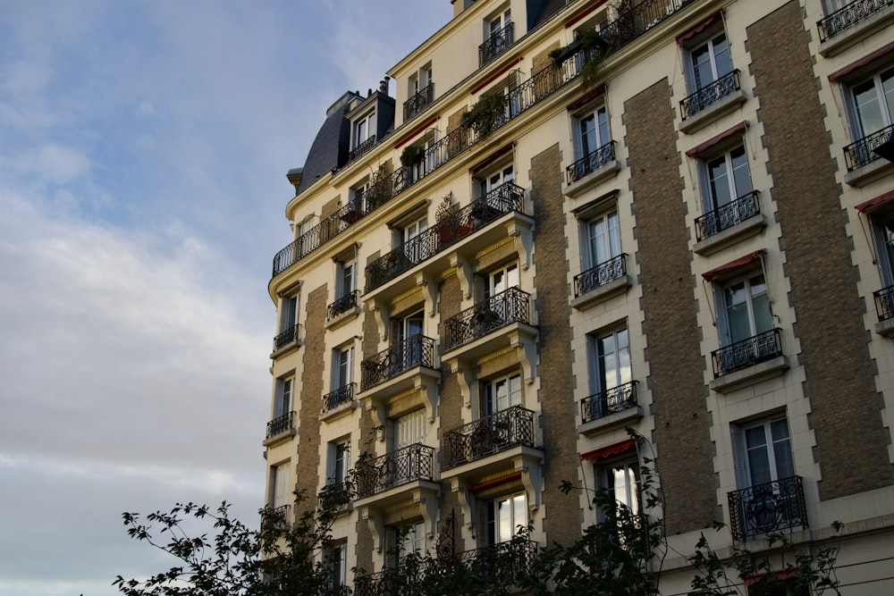 a tall building with balconies and balconies on the balconies