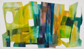 An abstract composition of geometric shapes in warm ivory and deep emerald, symbolizing dynamic progress.