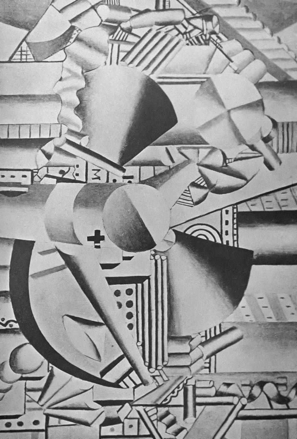 a black and white drawing of abstract shapes