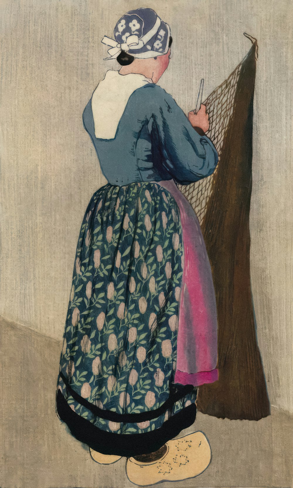 a painting of a woman in a blue dress