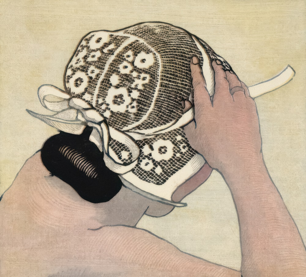 a painting of a woman with a hat on her head