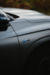 a close up of the hood of a car