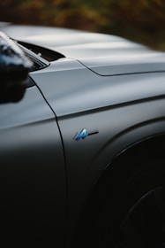 a close up of the hood of a car