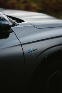 a close up of the hood of a car