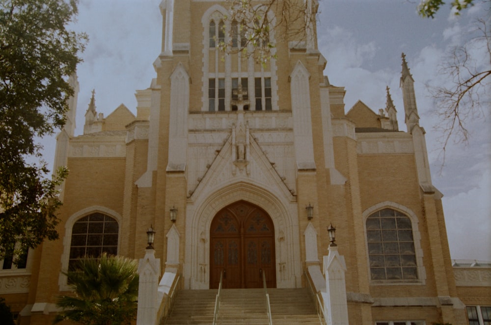 a church with stairs leading up to it