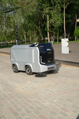 an no human electric vehicle parked on the side of the road