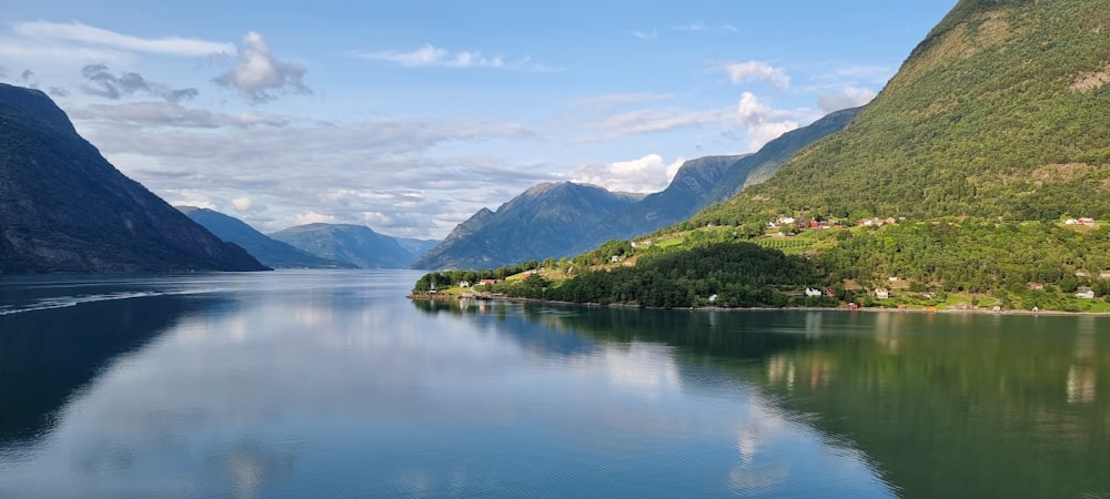 a large body of water surrounded by mountains