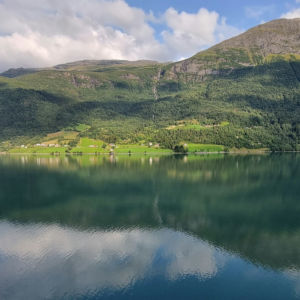 a large body of water surrounded by mountains