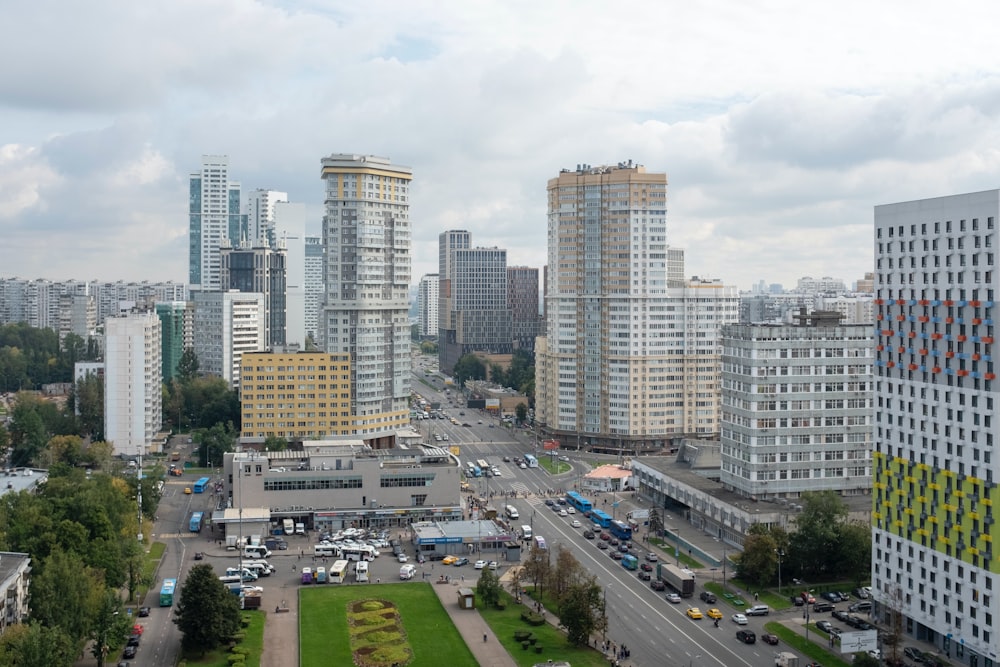 a view of a city from a tall building