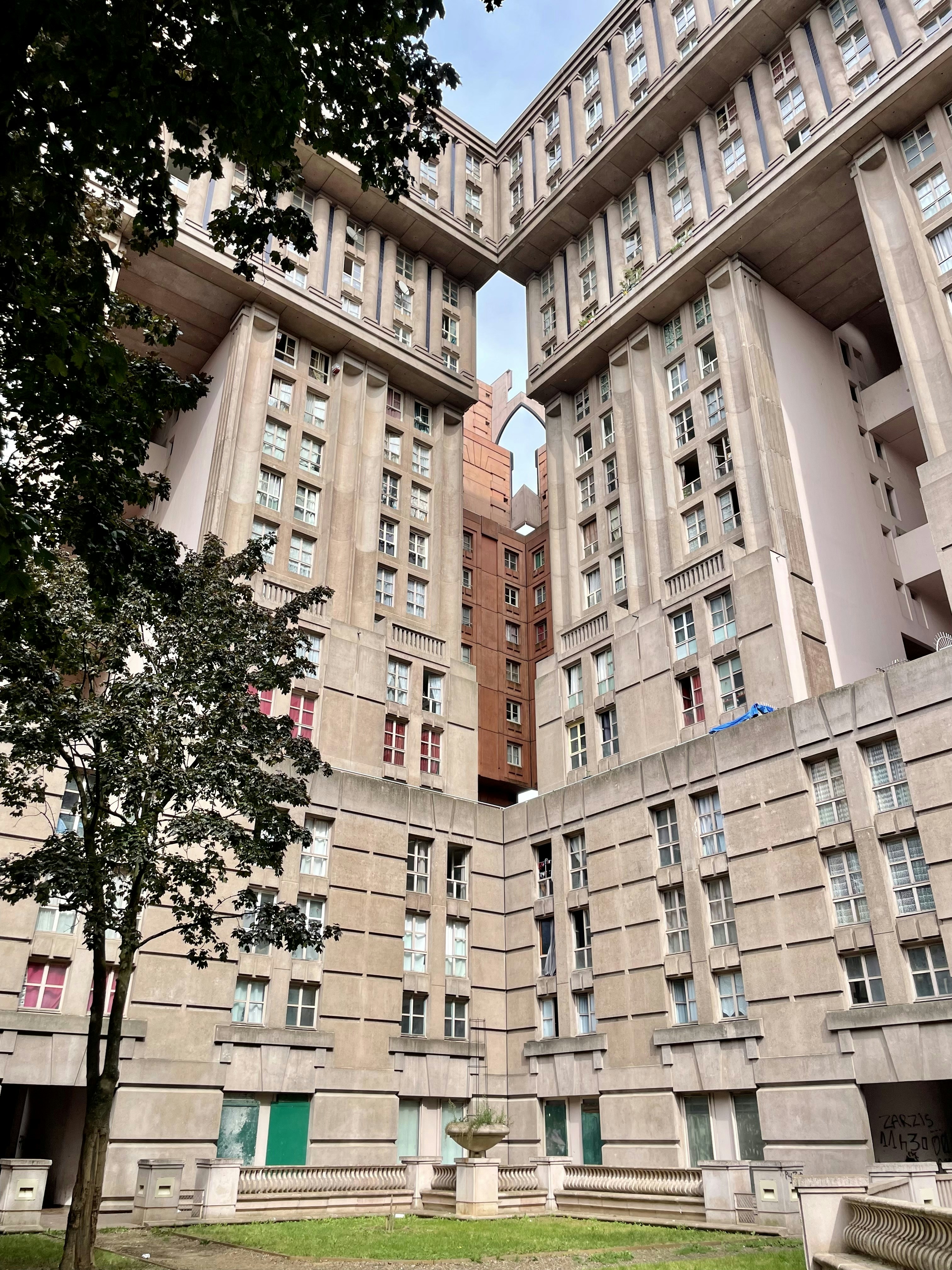 a very tall building with many windows in it