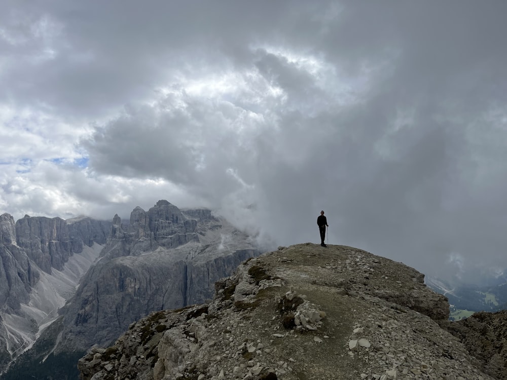 a person standing on top of a large rock