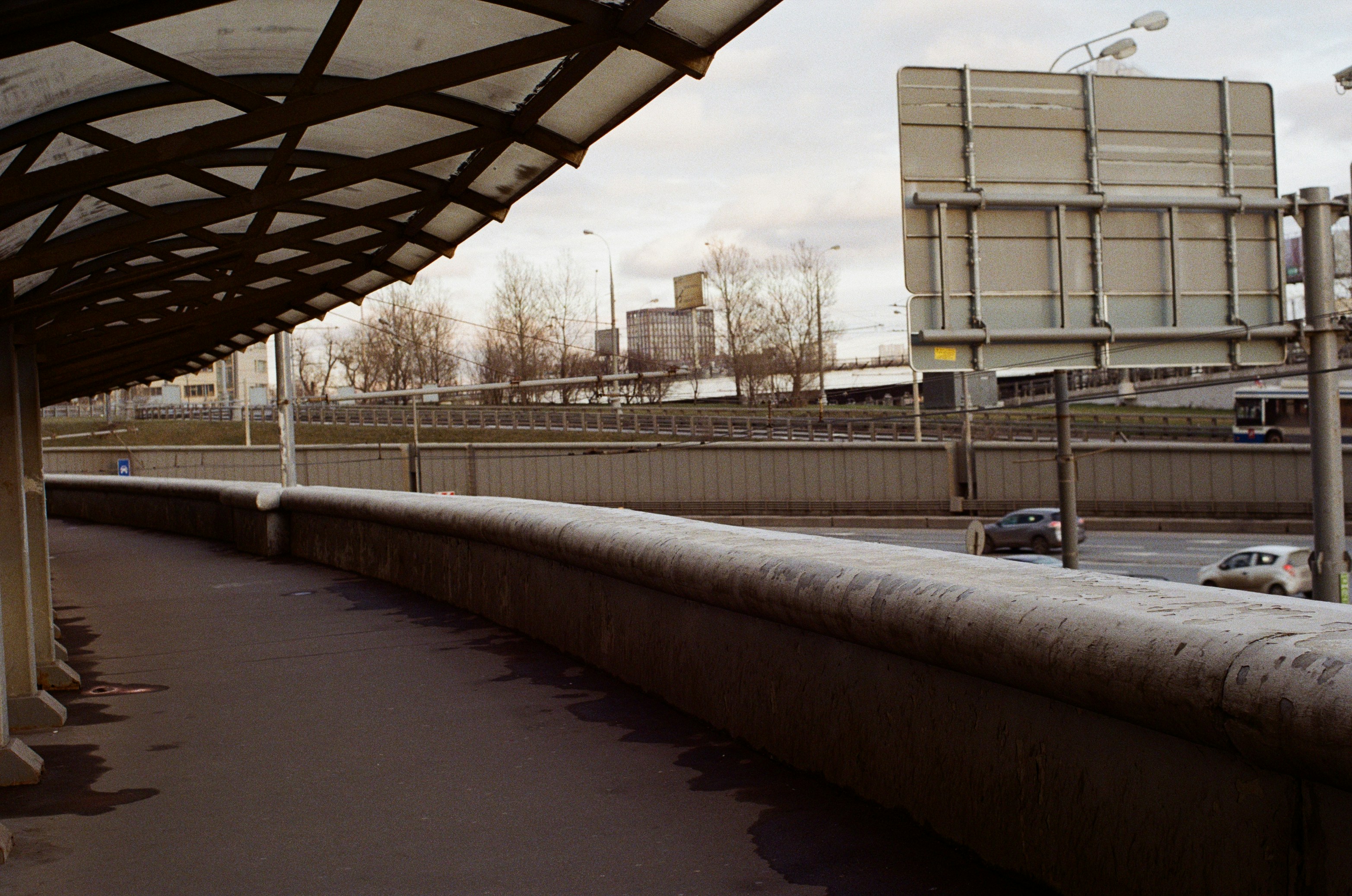 a view of a train station from a platform