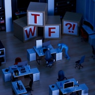 a room filled with lots of desks and chairs by Igor Omilaev (@omilaev)