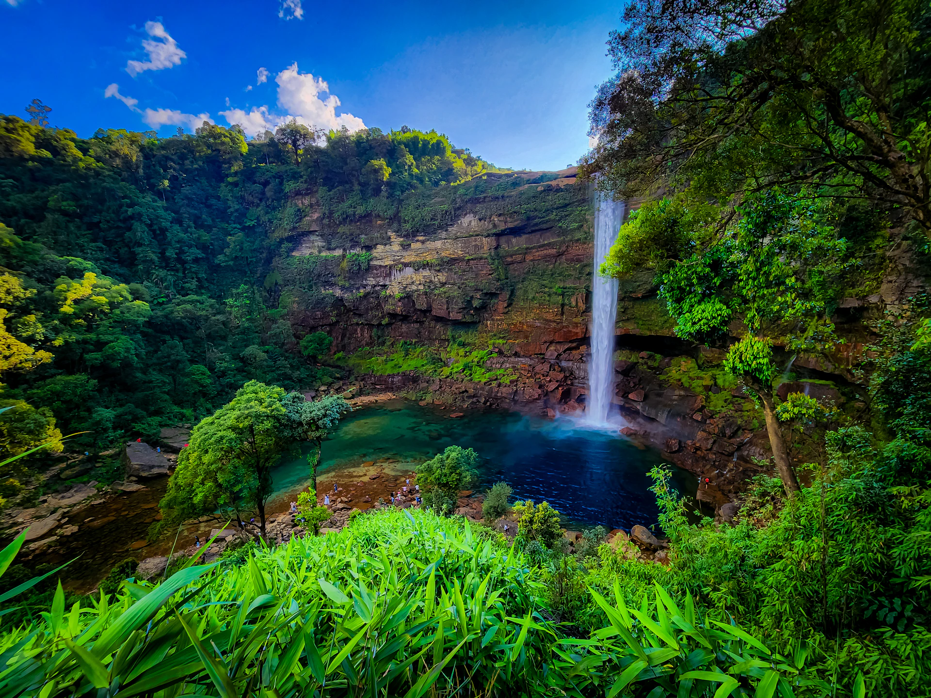woman wearing yellow long-sleeved dress under white clouds and blue sky during daytime
