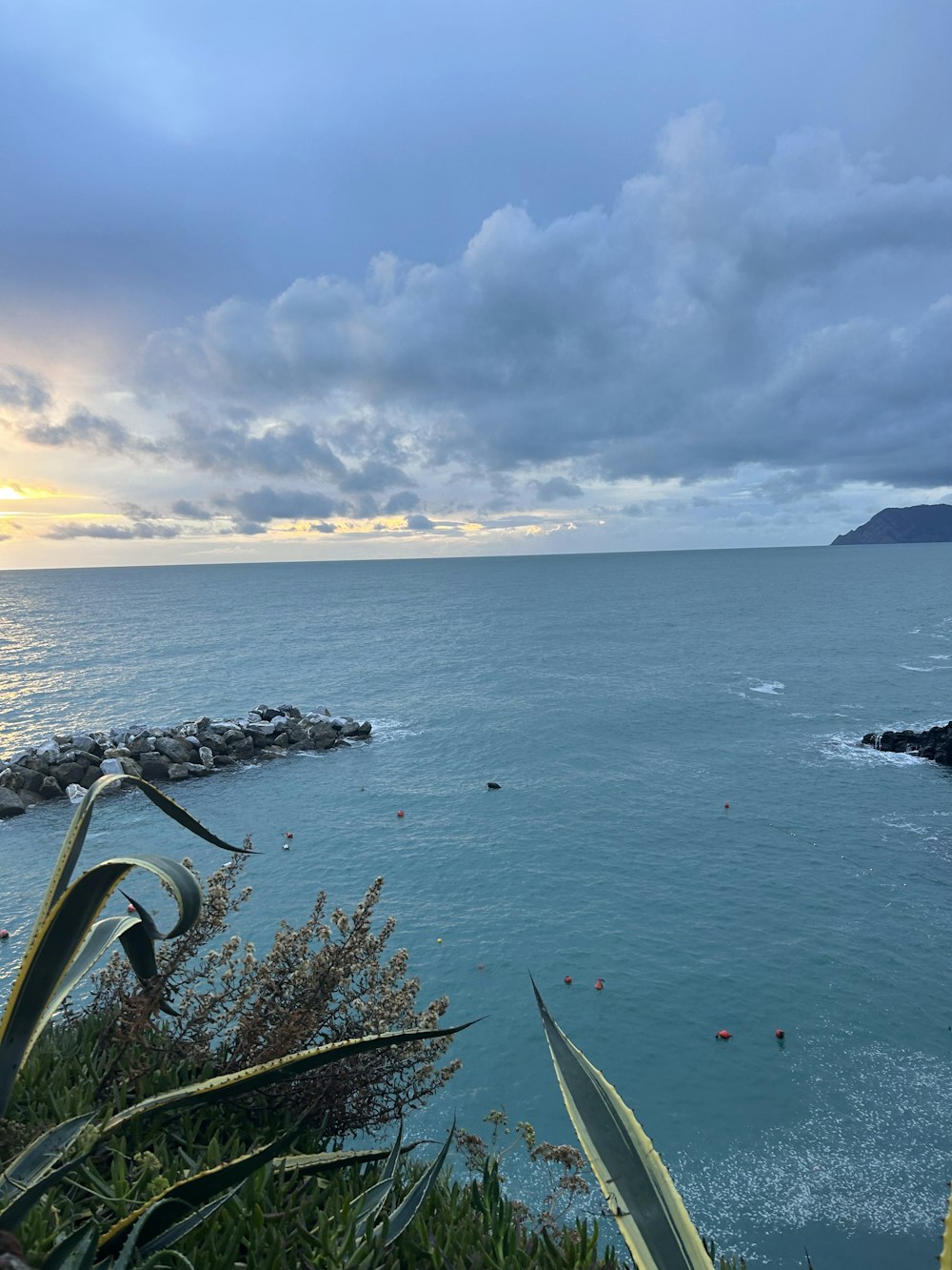 a view of a body of water from a hill