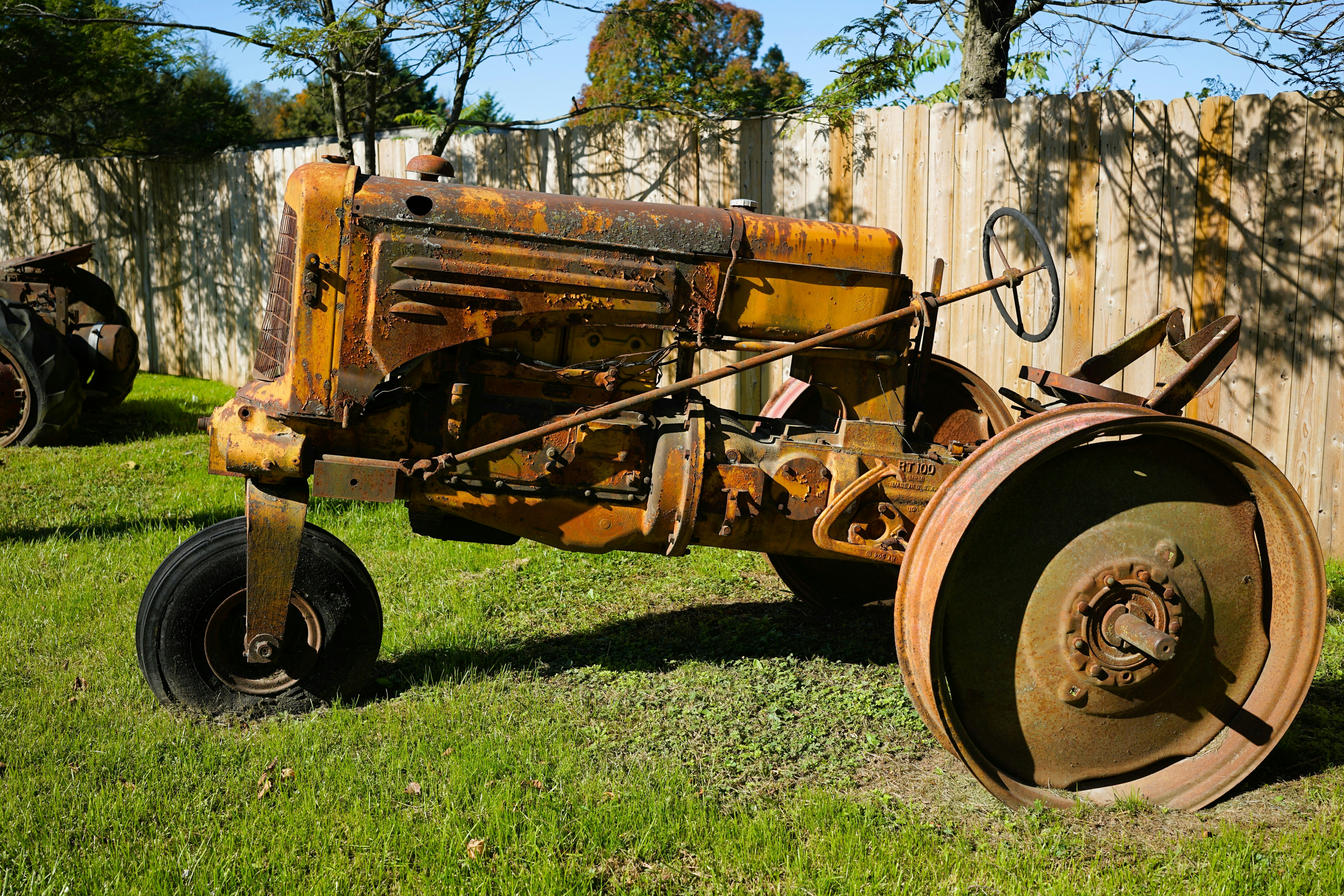 Modern tractor working in a field.