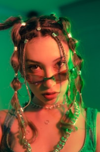 Vibrant colorful braids styled with bright accessories