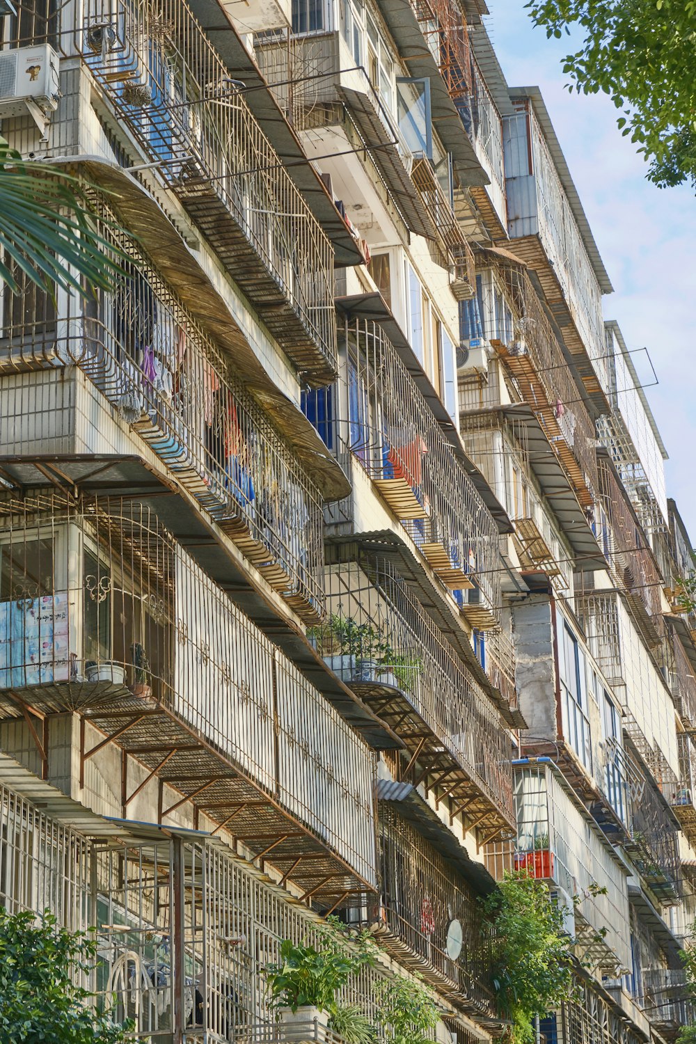 a very tall building with balconies and balconies