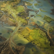 An aerial view of a restored coastal wetland showcasing natural resilience and engineering harmony.
