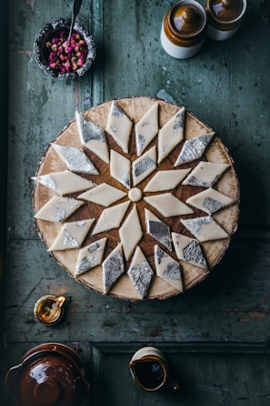 a plate of food on a wooden table