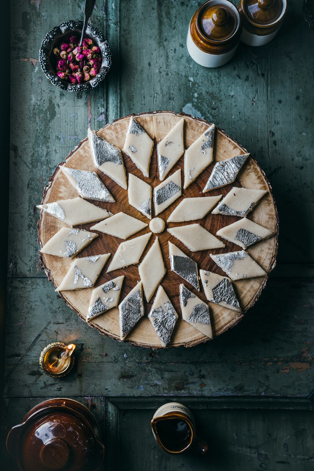 a plate of food on a wooden table