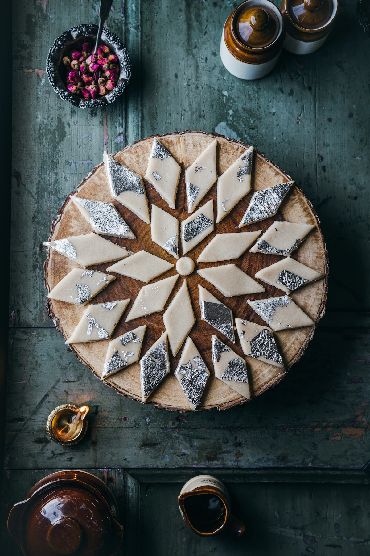 Kaju katli arranged for a festival, a reminder that one piece is the celebration