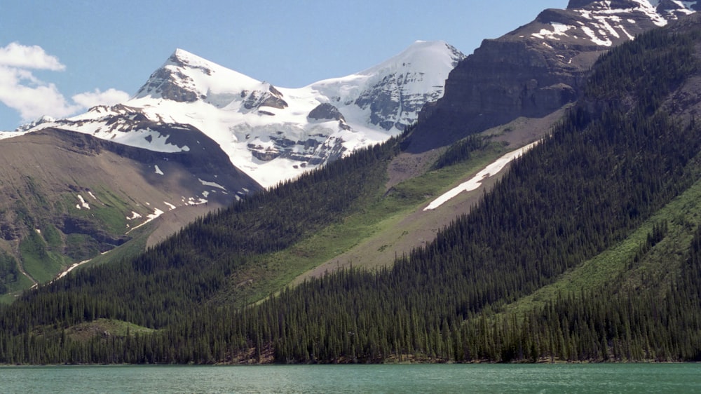 a mountain range with snow on top of it