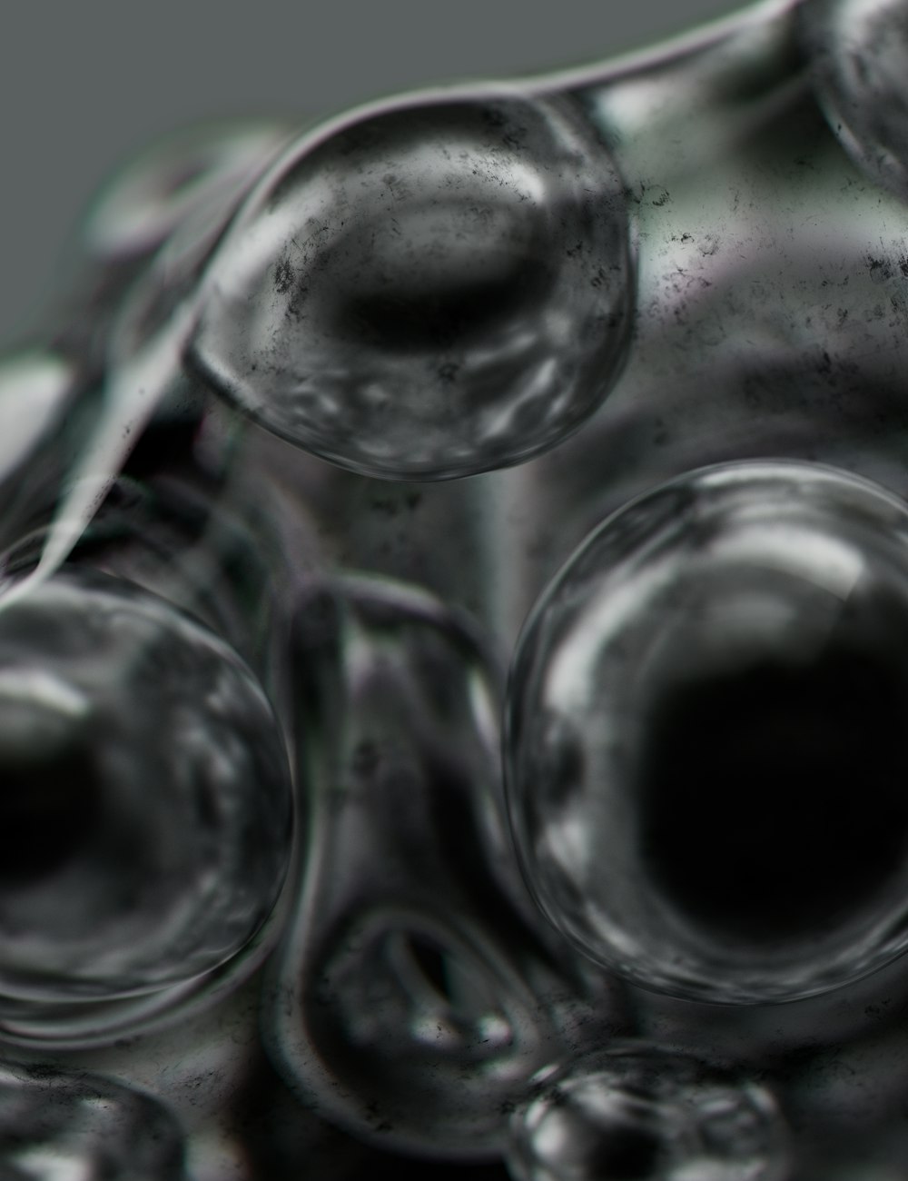 a black and white photo of some bubbles
