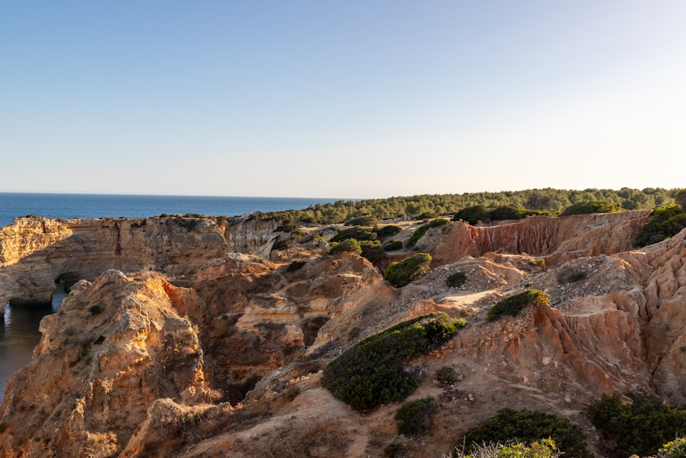 a view of the ocean from a cliff