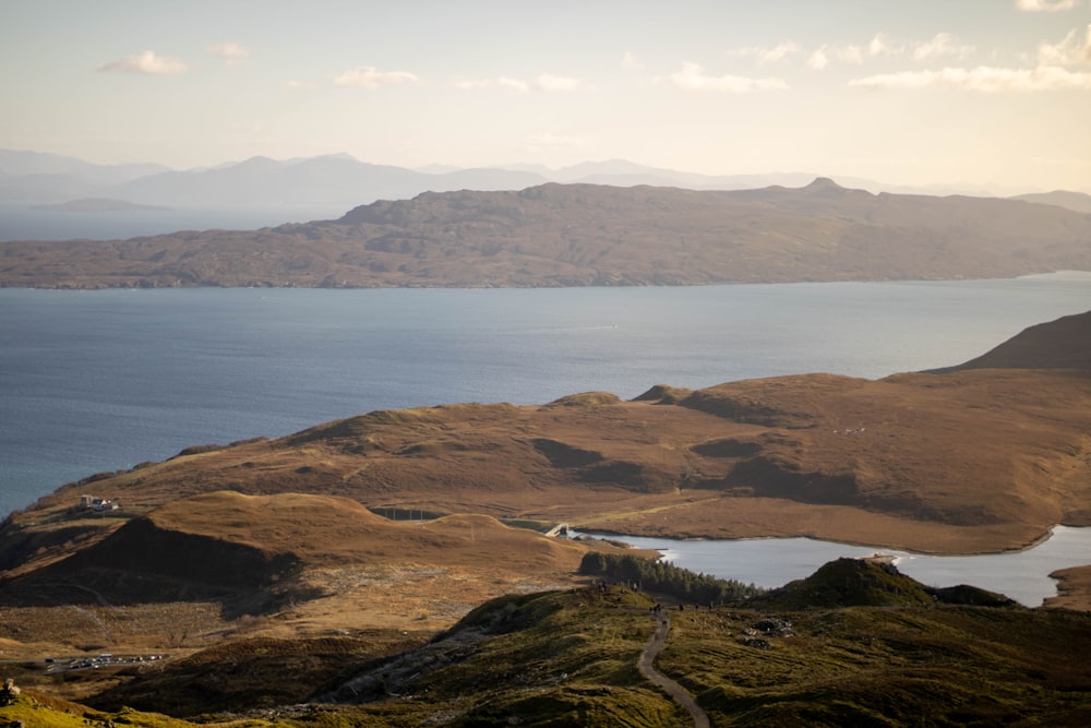 a large body of water surrounded by mountains